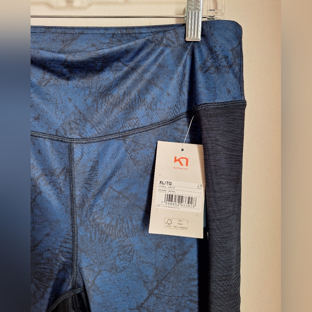 Kari Traa Blue Patterned Leggings with Black Panels